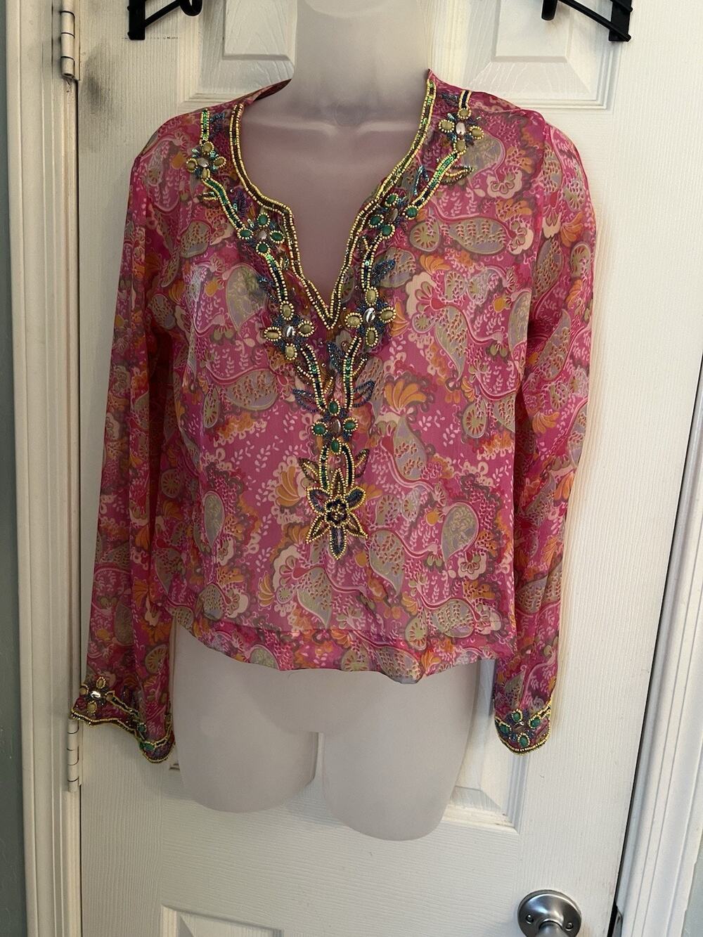 Raj Silk Beaded Top Small